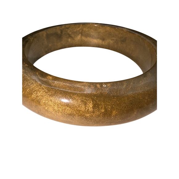 VTG Set of 2 Golden Shimmer Marbled Heavy (Nice Clank) Lucite Bangle Bracelets - Picture 4 of 9
